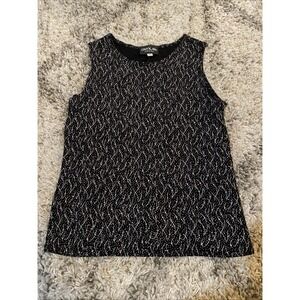 Onyx‎ Nite Women's Sleeveless Sparkle Top Black Silver Glitter Tank Size Medium